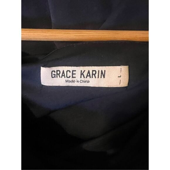 Grace Karin L Off Shoulder Batwing Cape Knee Length Dress Blue Cocktail Party - Picture 9 of 10